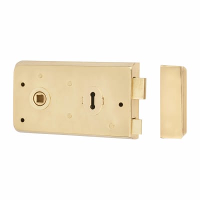 Plain Edge Rim Sashlock - 140 x 80mm - Brass