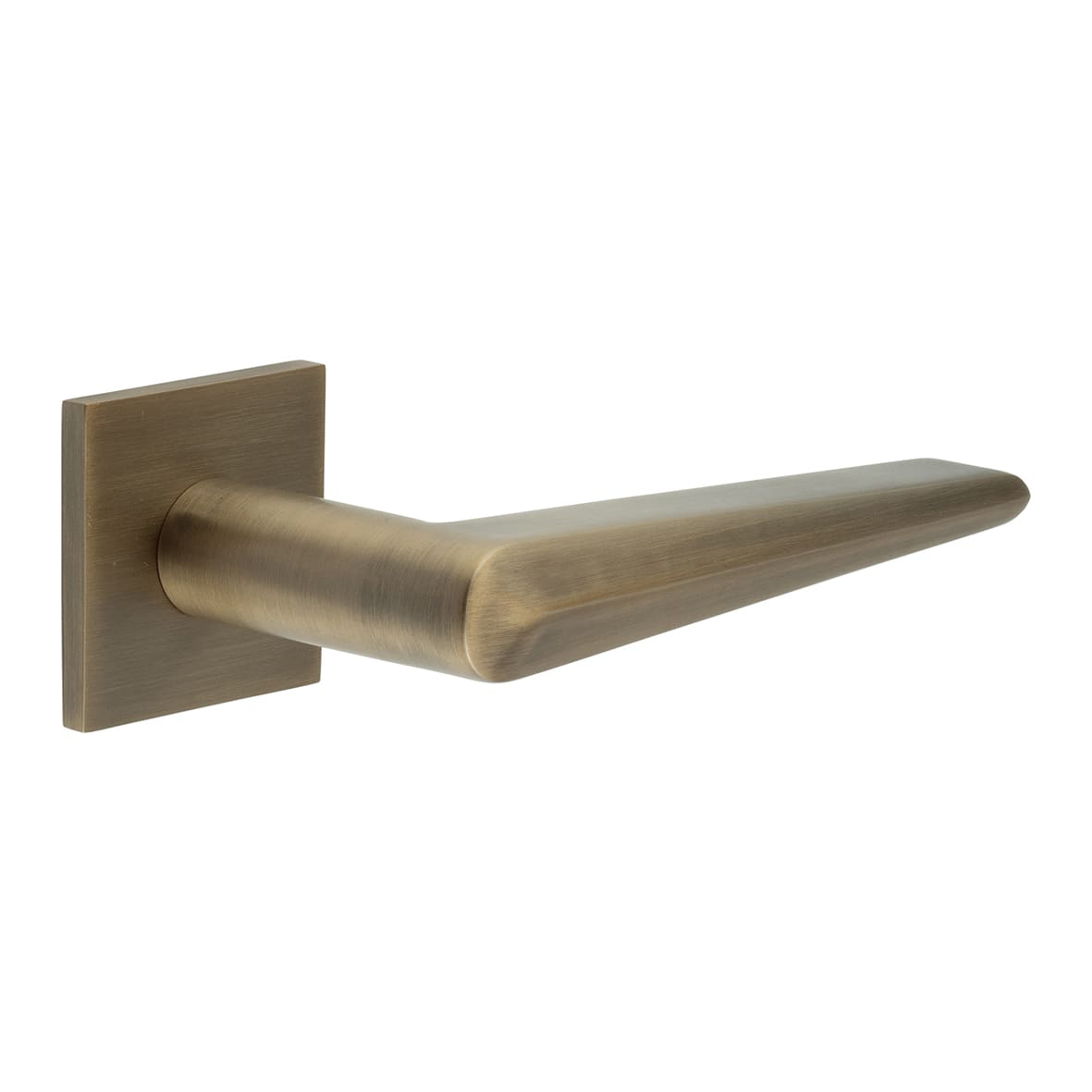 Antique Brass Sprung Fire Rated Door Handles on Square Rose - CR-107 Range