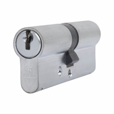 1 Star 6 Pin Kitemarked 80mm Euro Double Cylinder - 40 + 40mm - Satin Chrome - Keyed to Differ