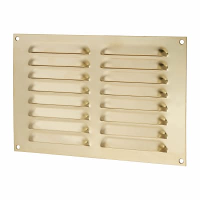 Hooded Louvre Vent - 229 x 152mm - 6650mm² Free Air Flow - Polished Brass