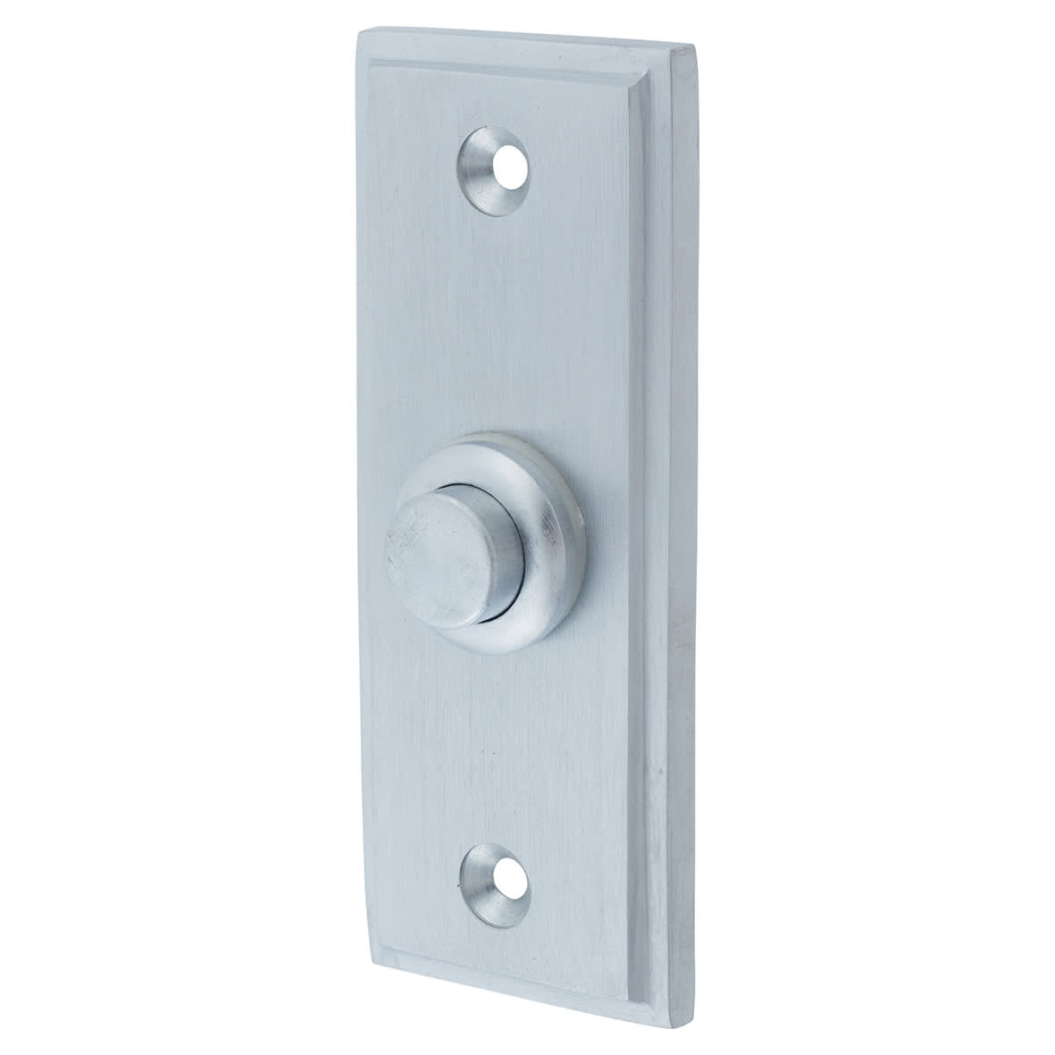 Marcus Satin Chrome Rectangular Stepped Bell Push - 83 x 33mm