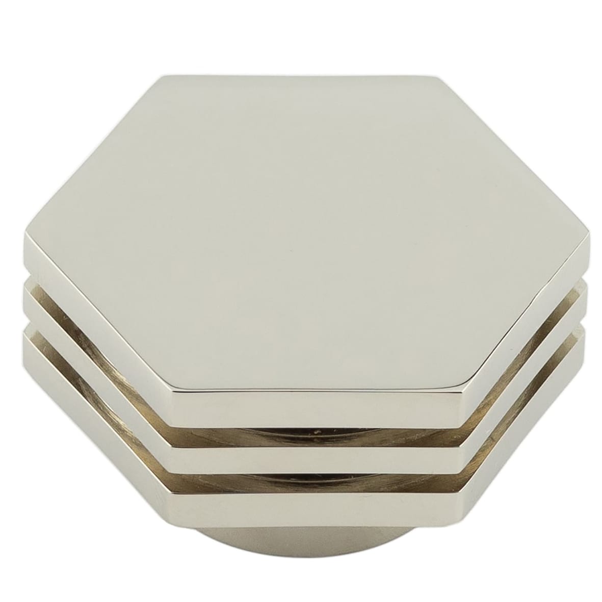 Nile Hex Cabinet Knob - 40mm Diameter - Polished Nickel