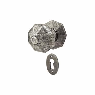 Pewter Octagonal Mortice/Rim Door Knob with Escutcheon - 59mm Rose Diameter