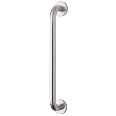 Satin Stainless Steel 19mm D-Bar Door Pull Handle on Rose - Screw Fix - 225mm Centres