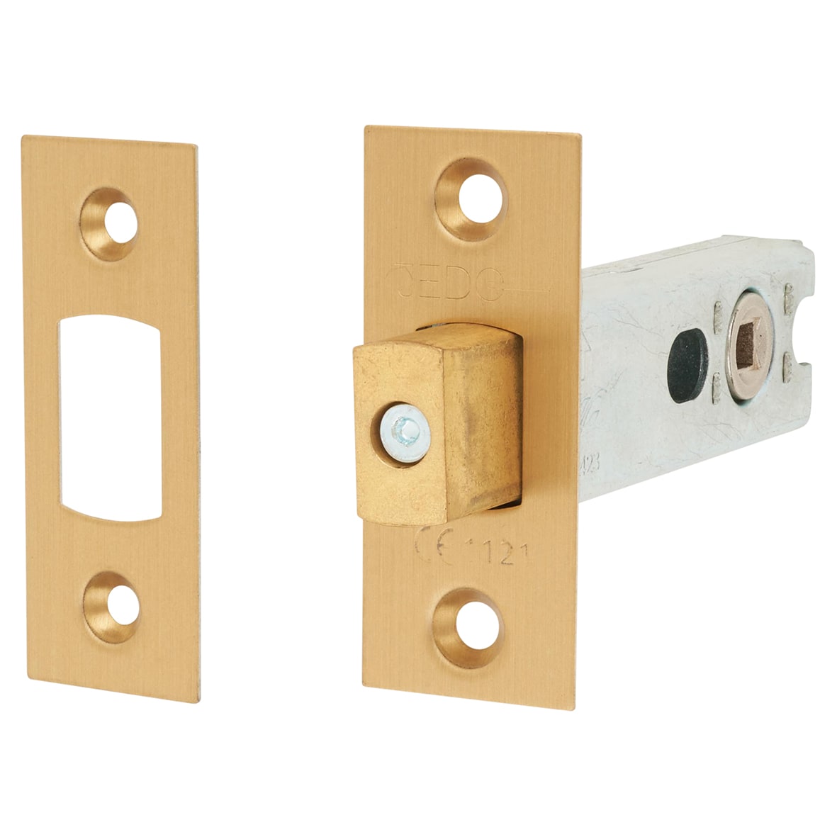5mm Heavy Duty Bolt Through Tubular Bathroom Deadbolt - 76mm Case - 57mm Backset - Square - Sat Brass
