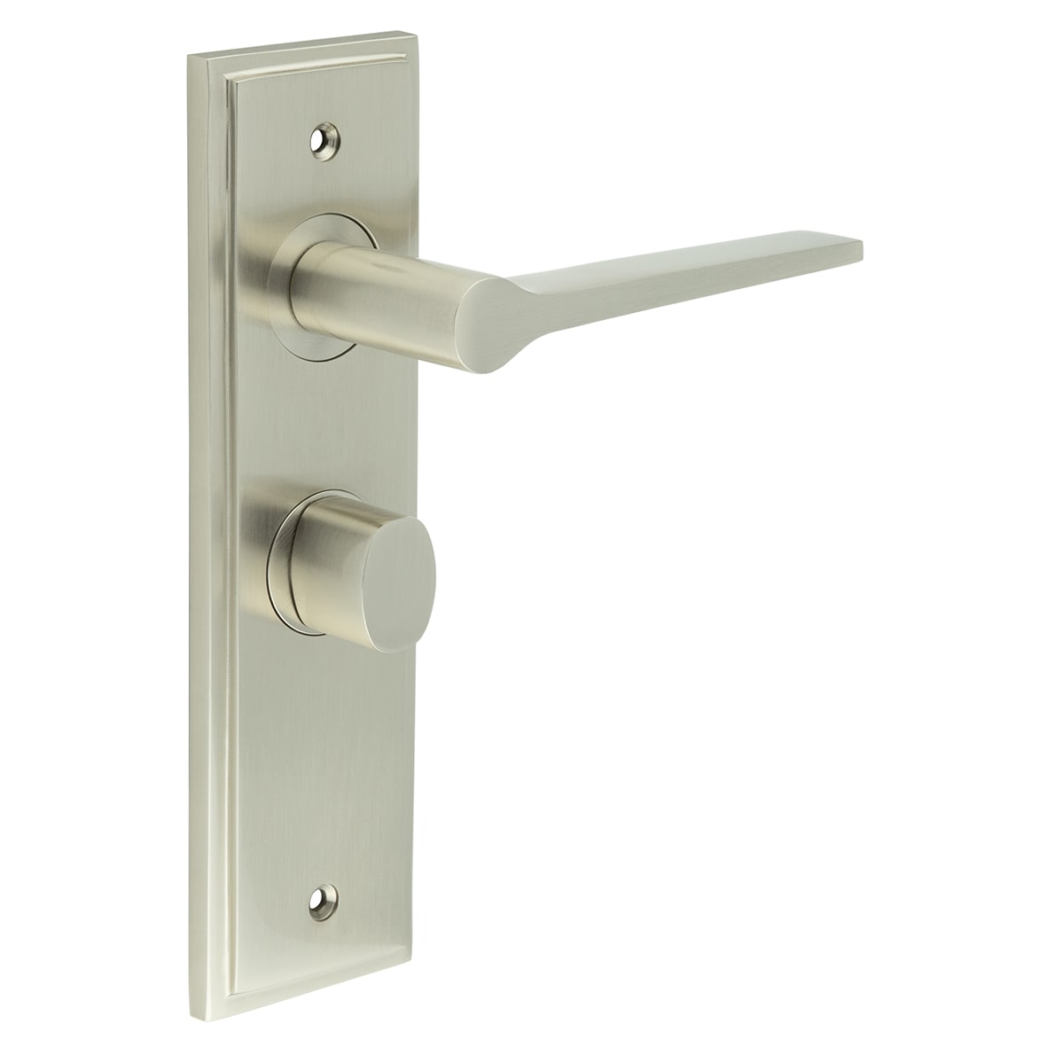 Satin Nickel Fire Rated Bathroom Door Handles - Knightsbridge - Inner 2 - 200 x 55mm