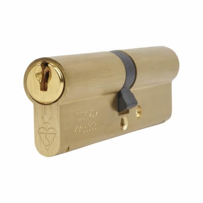 1 Star 6 Pin Kitemarked 100mm Euro Double Cylinder - 50 + 50mm - Pol Brass - Keyed to Differ