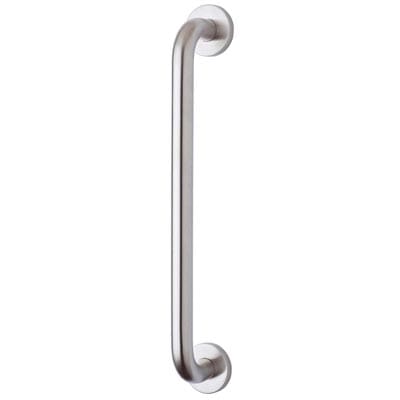 Satin Stainless Steel 19mm D-Bar Door Pull Handle on Rose - Screw Fix - 300mm Centres