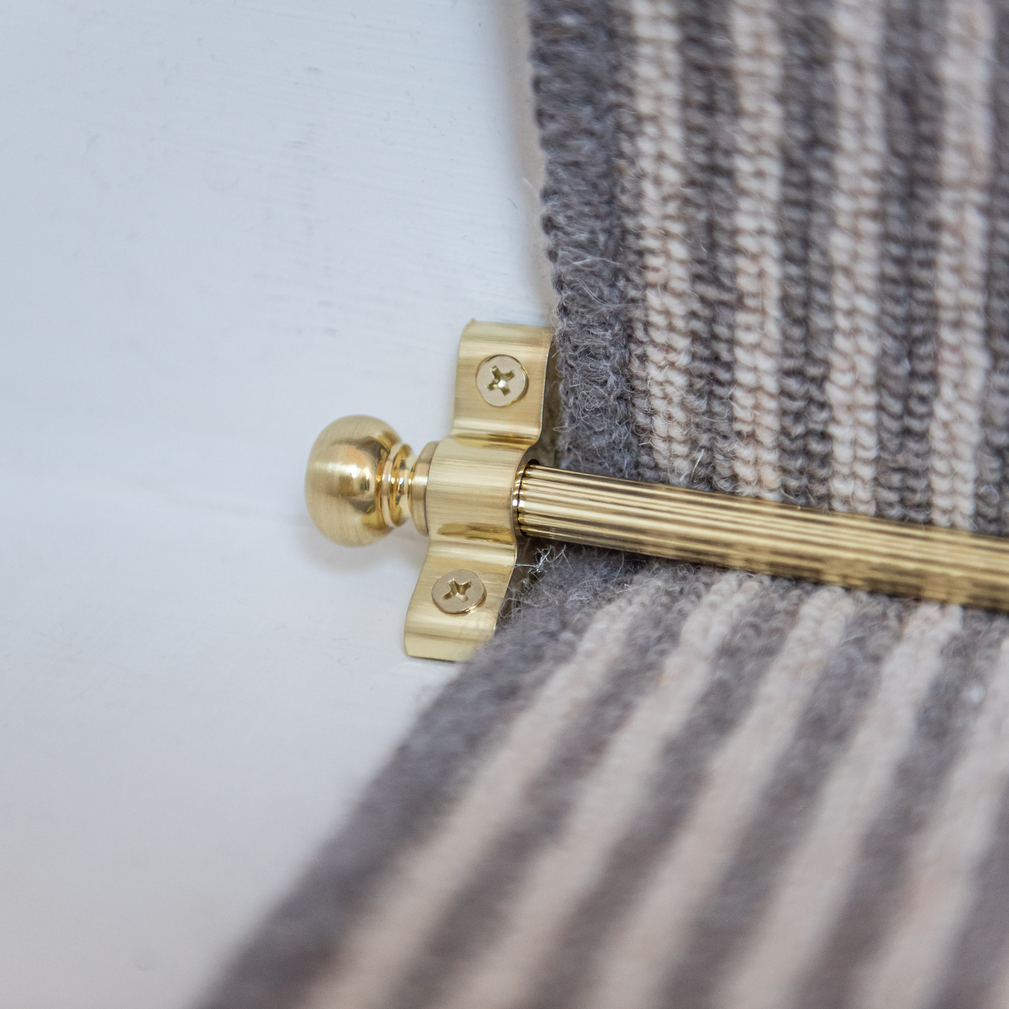 Lines Stair Rod with Round Bulb Finials - 900mm Length - Satin Brass