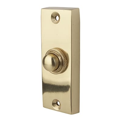 Polished Brass Rectangular Plain Edge Period Bell Push - 80 x 30mm
