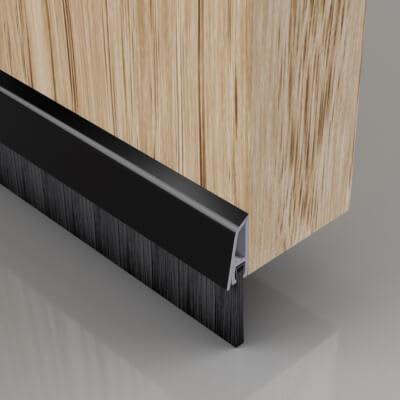 Concealed Fixed Bottom Door Brush - 838mm Length - Brush Size 25mm - Black