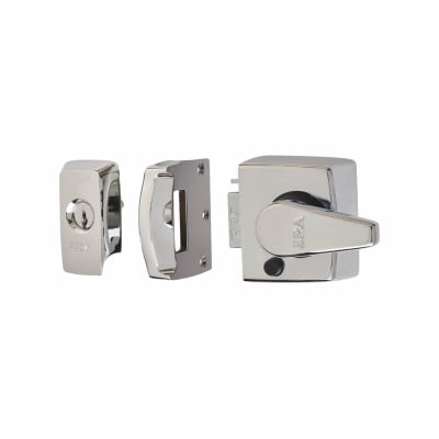 BS 3621:2007 Keyless Egress Nightlatch - 40mm Backset - Polished Chrome Case/Cylinder