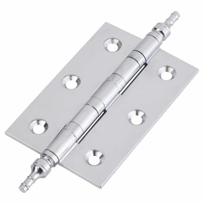 Finial Washered Butt Door Hinge - 75 x 50 x 2mm - Polished Chrome - Pair