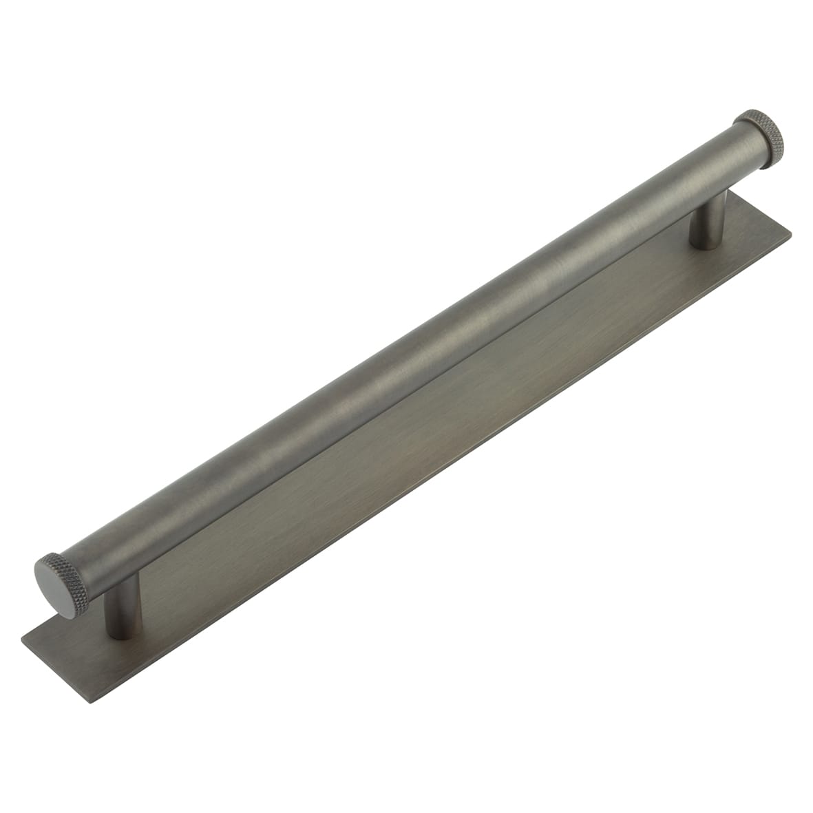 Wenlock 15mm Knurled T-Bar Cabinet Pull Handle on Plain Backplate - 224mm c/c - Dark Bronze