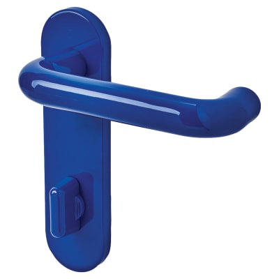 Cobalt Blue Nylon Steel Core Safety Bathroom Door Handles - 78mm c/c - Paris Range