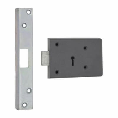 Fire Brigade FB2 Rim Deadlock - 110mm Case - 45mm Backset - Right Hand - Silver