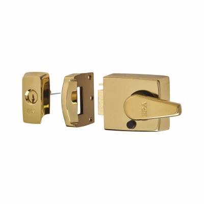 BS 3621:2007 Keyless Egress Nightlatch - 60mm Backset - Polished Brass Case/Cylinder