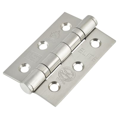 Twin Ball Bearing Grade 7 Butt Fire Door Hinge - 76 x 51 x 2mm - Satin Stainless Steel - Pair