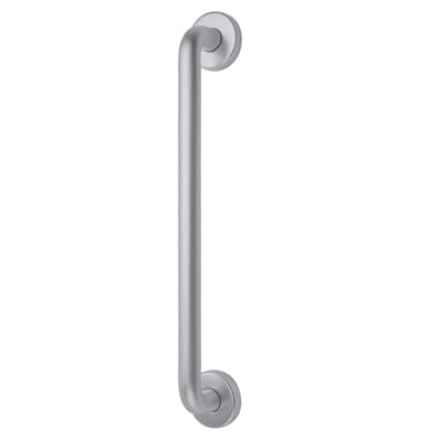 Satin Aluminium 19mm D-Bar Door Pull Handle on Rose - Screw Fix - 425mm Centres