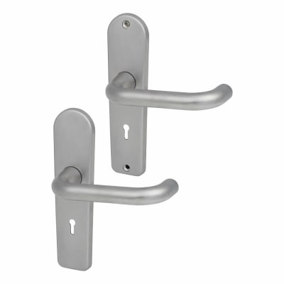 Satin Stainless Steel Return to Door Keyhole Lock Door Handles - 3K70 Range - 200 x 50mm