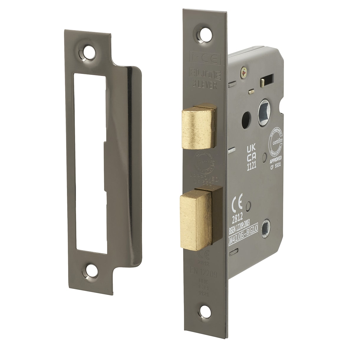 Bolt Through Bathroom Lock - 63mm Case - 45mm Backset - Square - Black Nickel