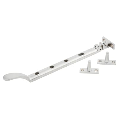 Victorian Casement Window Stay - 10"/250mm Length - Soft Satin Chrome