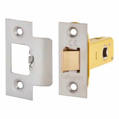 Heavy Duty Tubular Latch - 65mm Case - 44mm Backset - Square - Satin Stainless Steel
