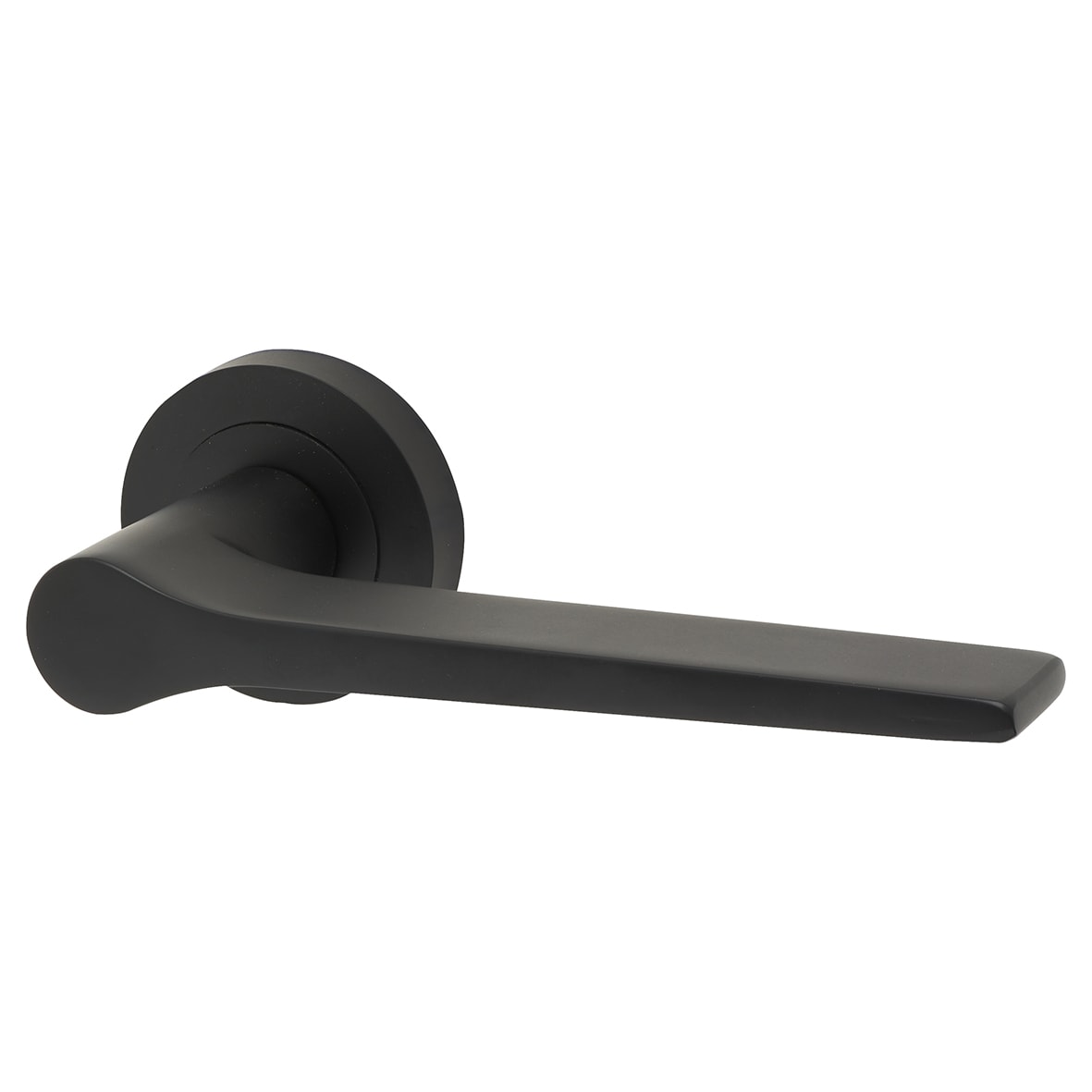 Matt Black Fire Rated Door Handles on Round Rose - Geo Range