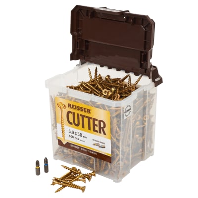 Cutter Pozi Countersunk Wood Screws Tub - 5.0 x 50mm - Yellow Zinc - Pack of 600