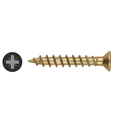 Pozi Continuous / Piano Hinge Wood Screws - 3.0 x 12mm - Yellow Zinc - Pack of 1000