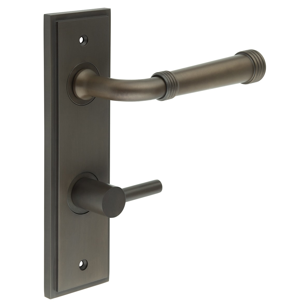 Dark Bronze Fire Rated DIN Bathroom Door Handles - Highgate - Inner 3 - 200 x 55mm