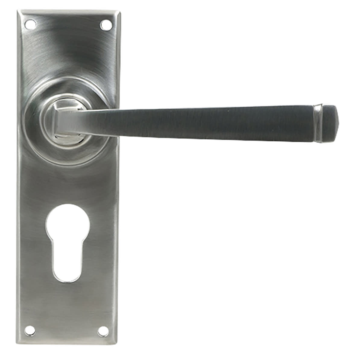 Satin Stainless Steel Euro Lock Door Handles - Avon Range - 152 x 48mm