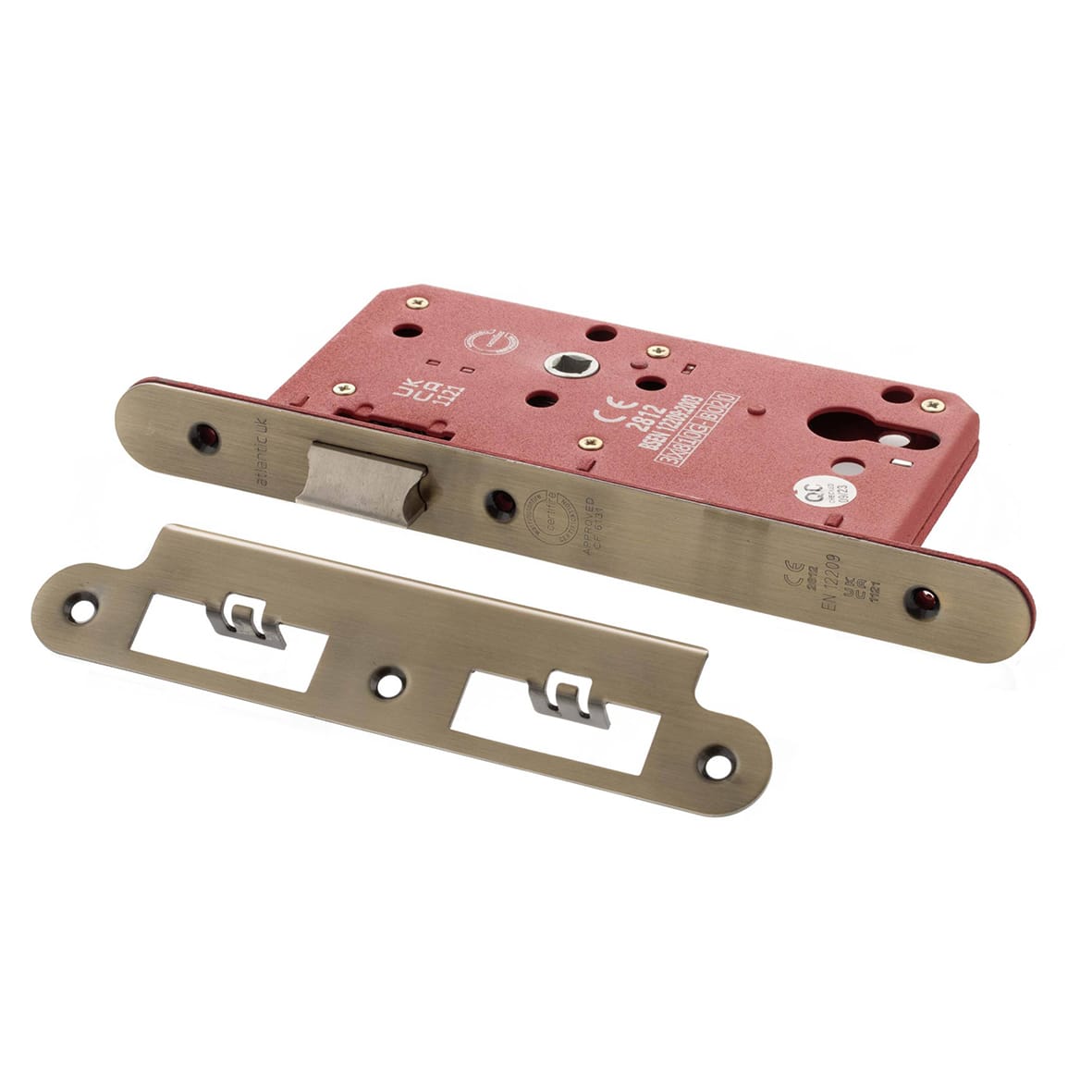 DIN Latch - 88mm Case - 60mm Backset - Radius - Antique Brass