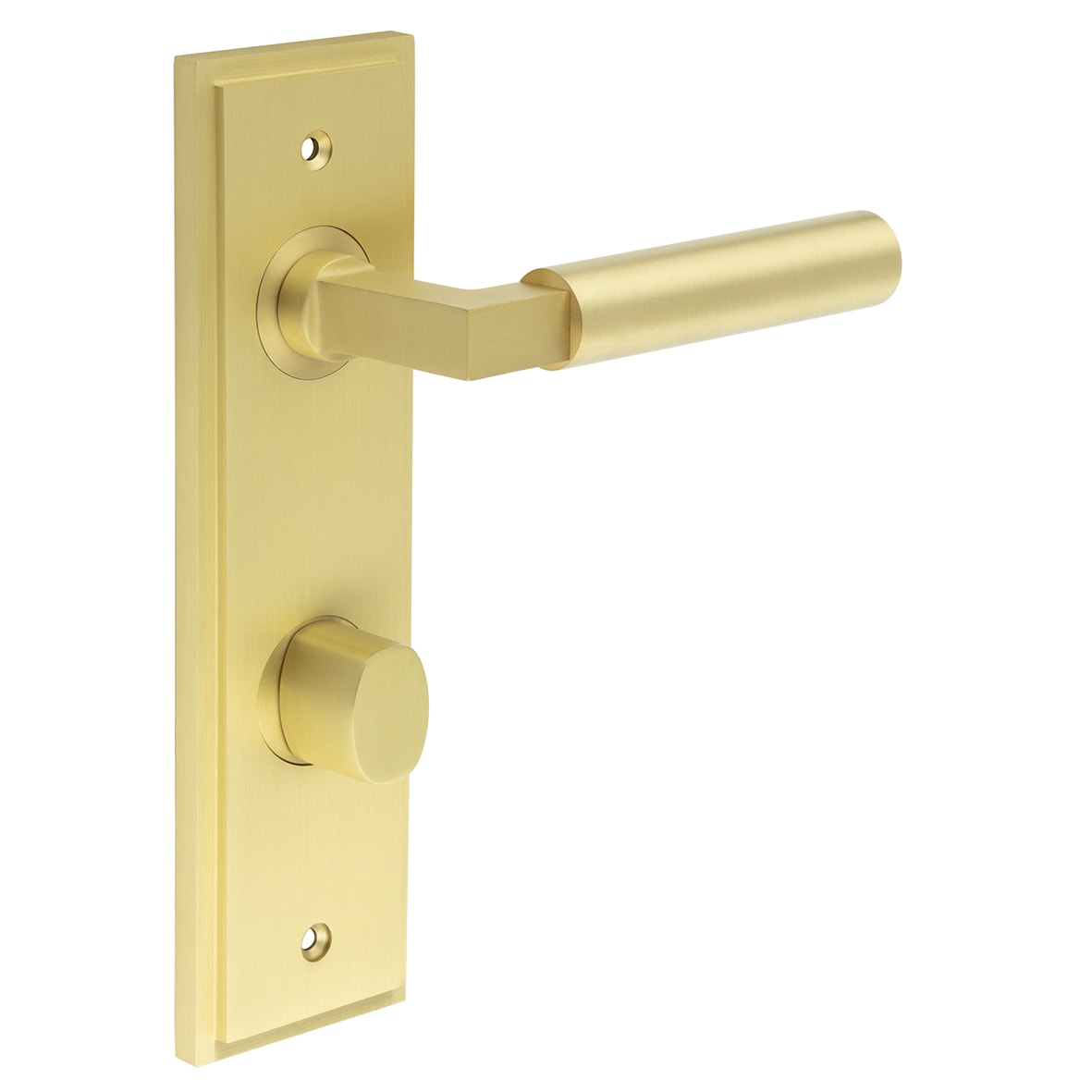 Satin Brass Fire Rated DIN Bathroom Door Handles - Westminster - Inner 2 - 200 x 55mm
