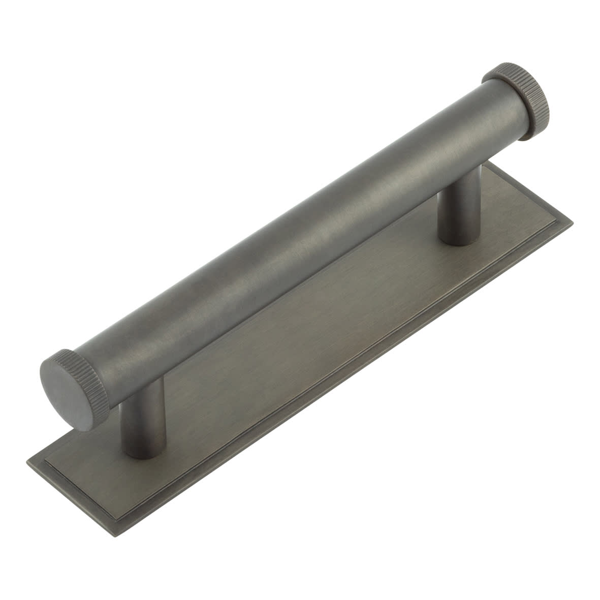 Thaxted 15mm Lines T-Bar Cabinet Pull Handle on Stepped Backplate - 96mm c/c - Dark Bronze