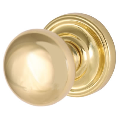 Marcus Polished Brass Mortice Door Knob - 62mm Rose Diameter - Hampstead Range