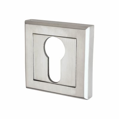 Square Escutcheon - 52 x 52mm - Euro - Satin Chrome