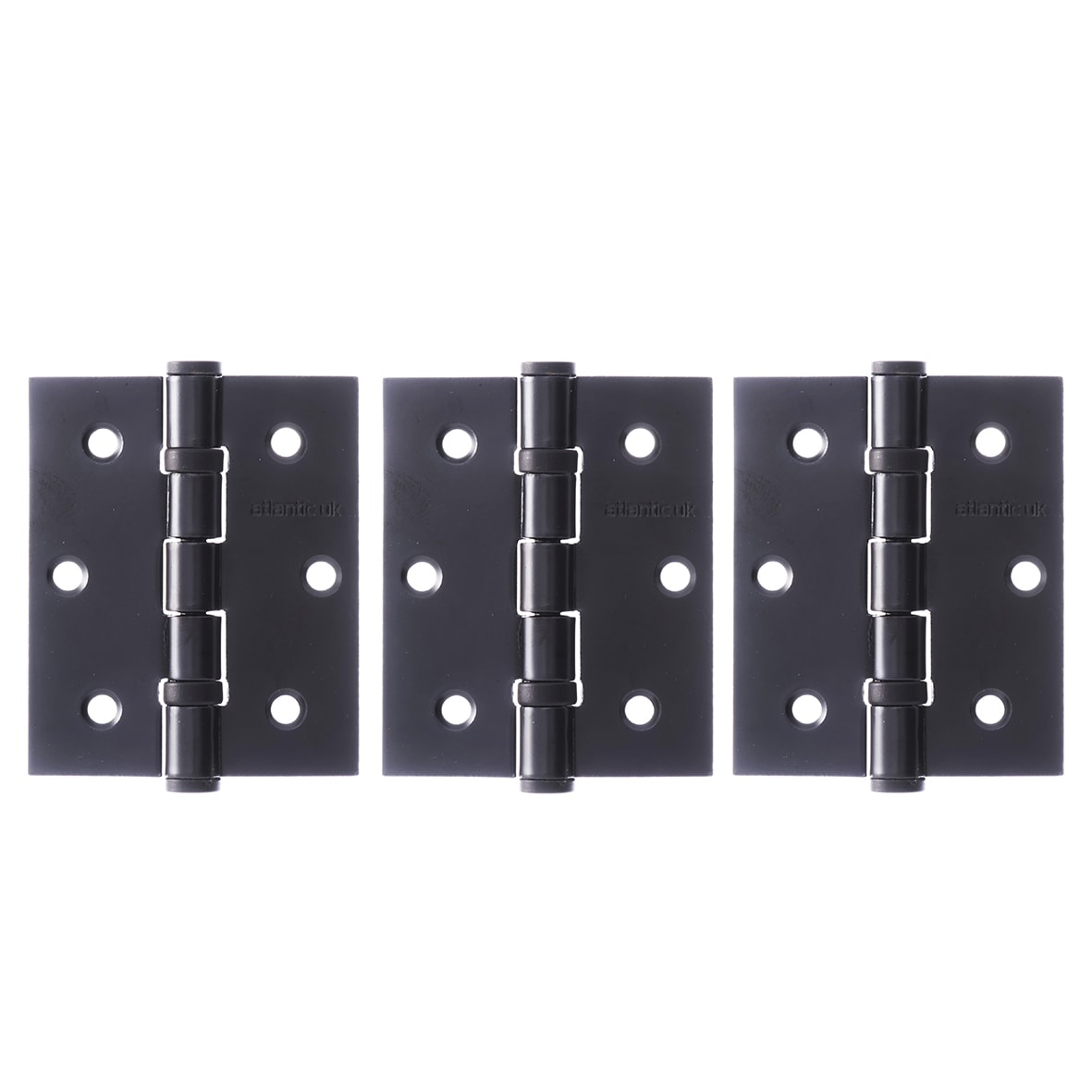 Heavy Duty Twin Ball Bearing Hinge - 75 x 63.5 x 2.5mm - Matt Black - Pack of 3