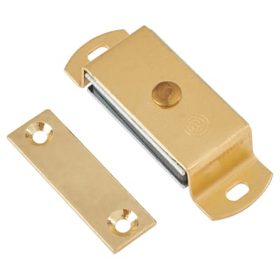 Magnetic Catch - 60 x 21 x 12mm - 6.kg Pull - Polished Brass