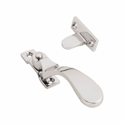 Cast Victorian Wedge Casement Window Fastener - Reversible - Polished Chrome