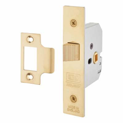 2677 Flat Pattern Bolt Through Mortice Latch - 65mm Case - 44mm Backset - Polished Brass