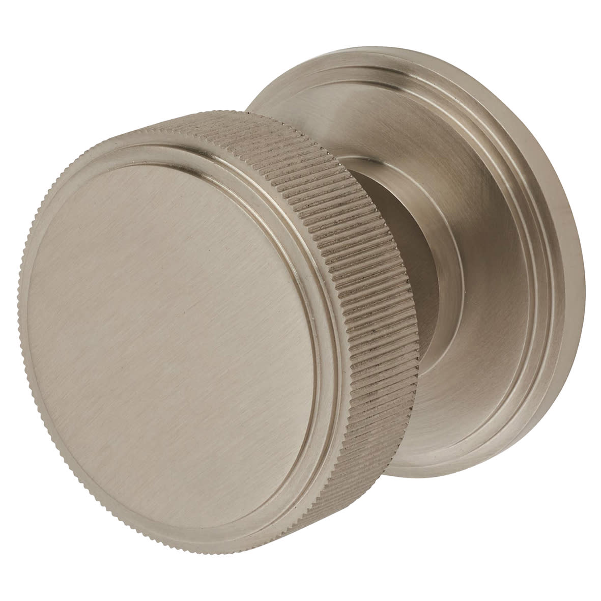 Satin Nickel Lines Mortice Door Knob - 62mm Rose Diameter - Riley Range