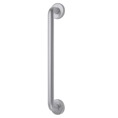 Satin Aluminium 19mm D-Bar Door Pull Handle on Rose - Screw Fix - 300mm Centres