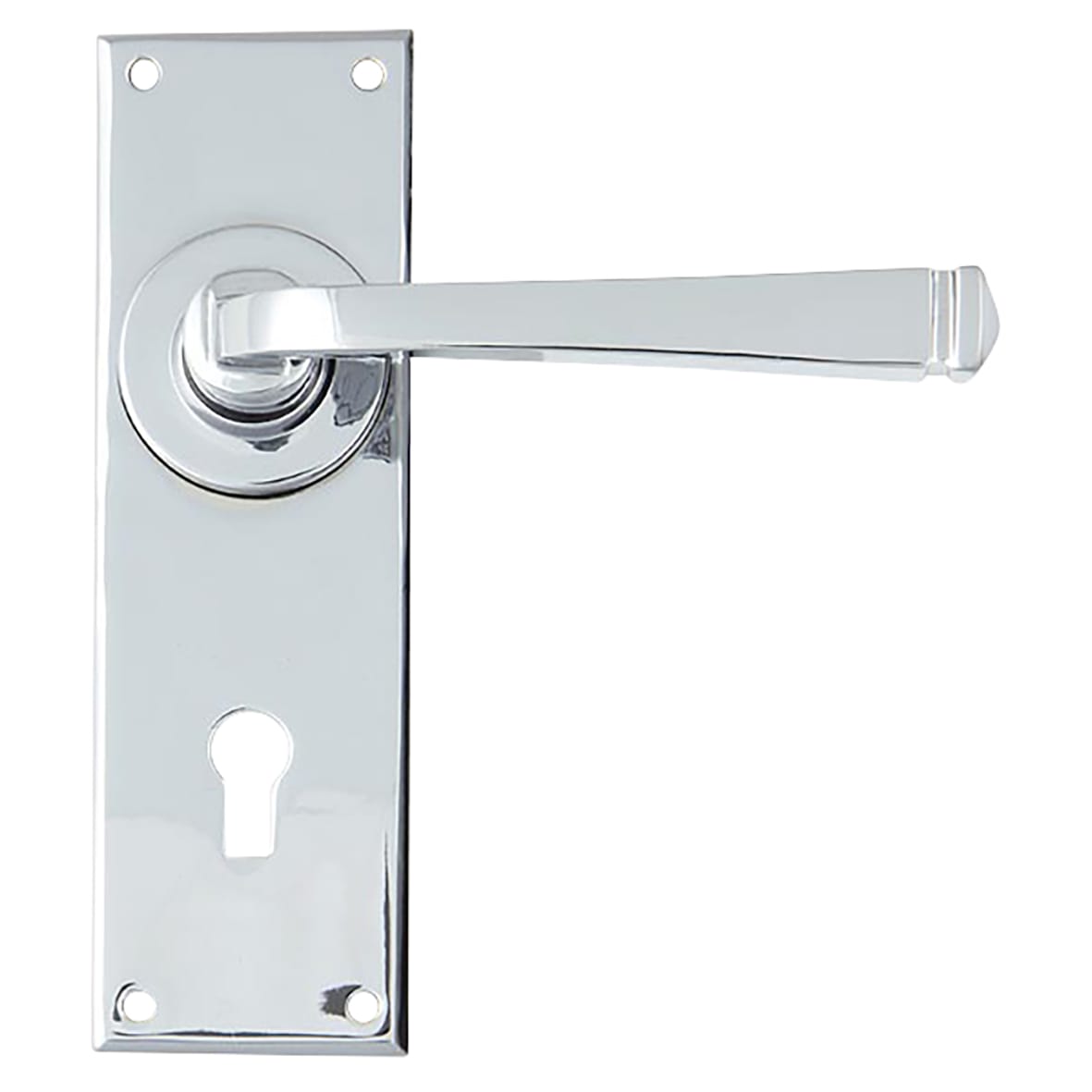 Polished Chrome Keyhole Door Handles - Avon Range - 152 x 48mm