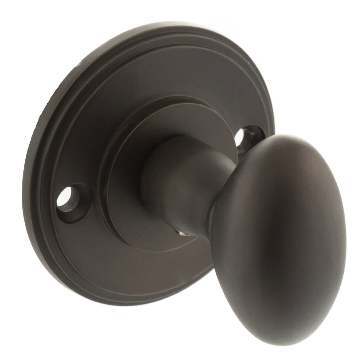 Millhouse Brass Oval Knob Bathroom Turn and Release - 43mm Diameter - Urban Dark Bronze