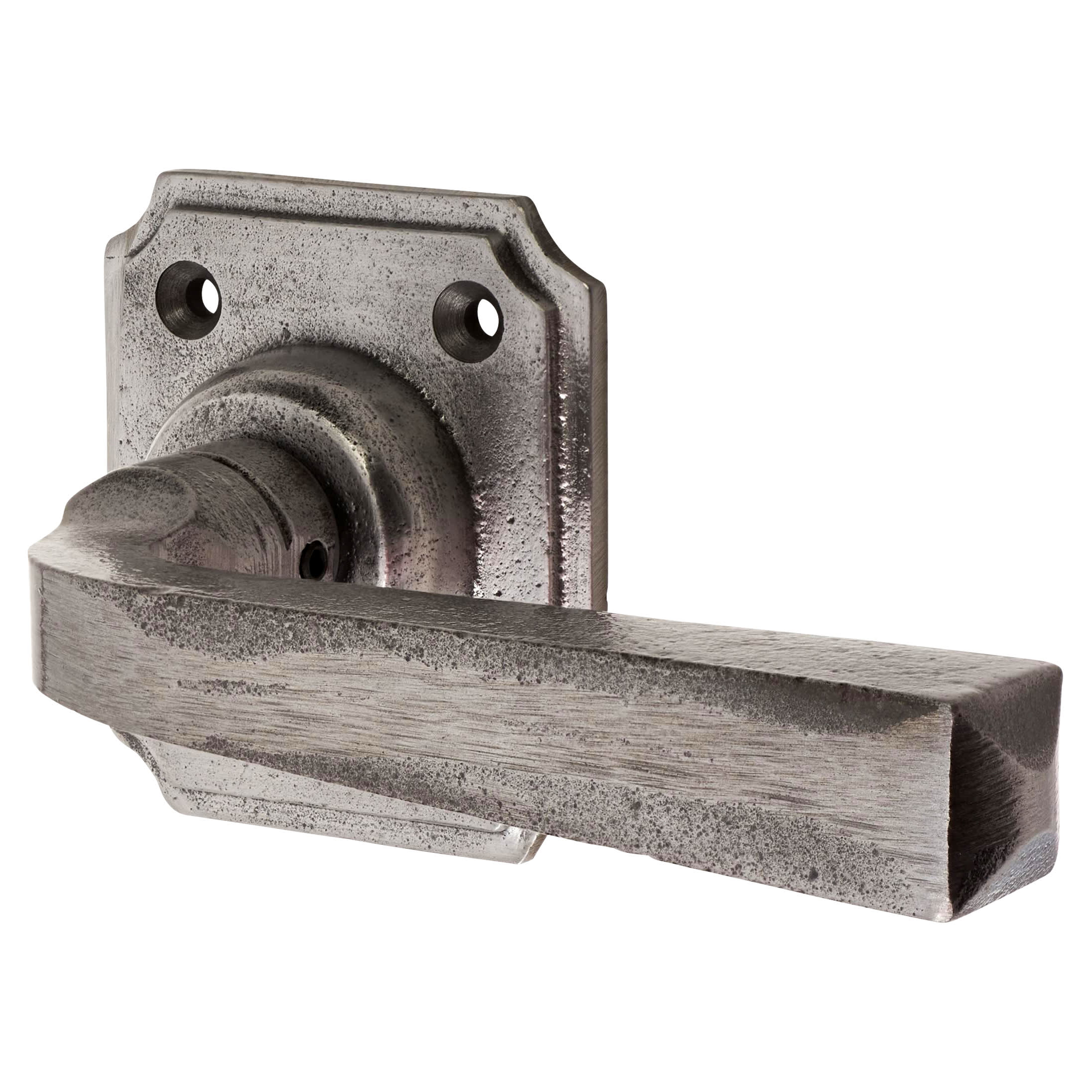 Polished Iron Door Handles on Square Rose - Avon Range