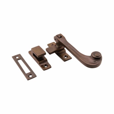 Solid Curl Mortice & Hook Plate Casement Window Fastener - Reversible - Antique Bronze