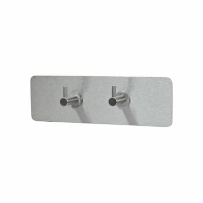 Hook on Plate - 240 x 75mm - 2 Hooks - Satin Stainless Steel