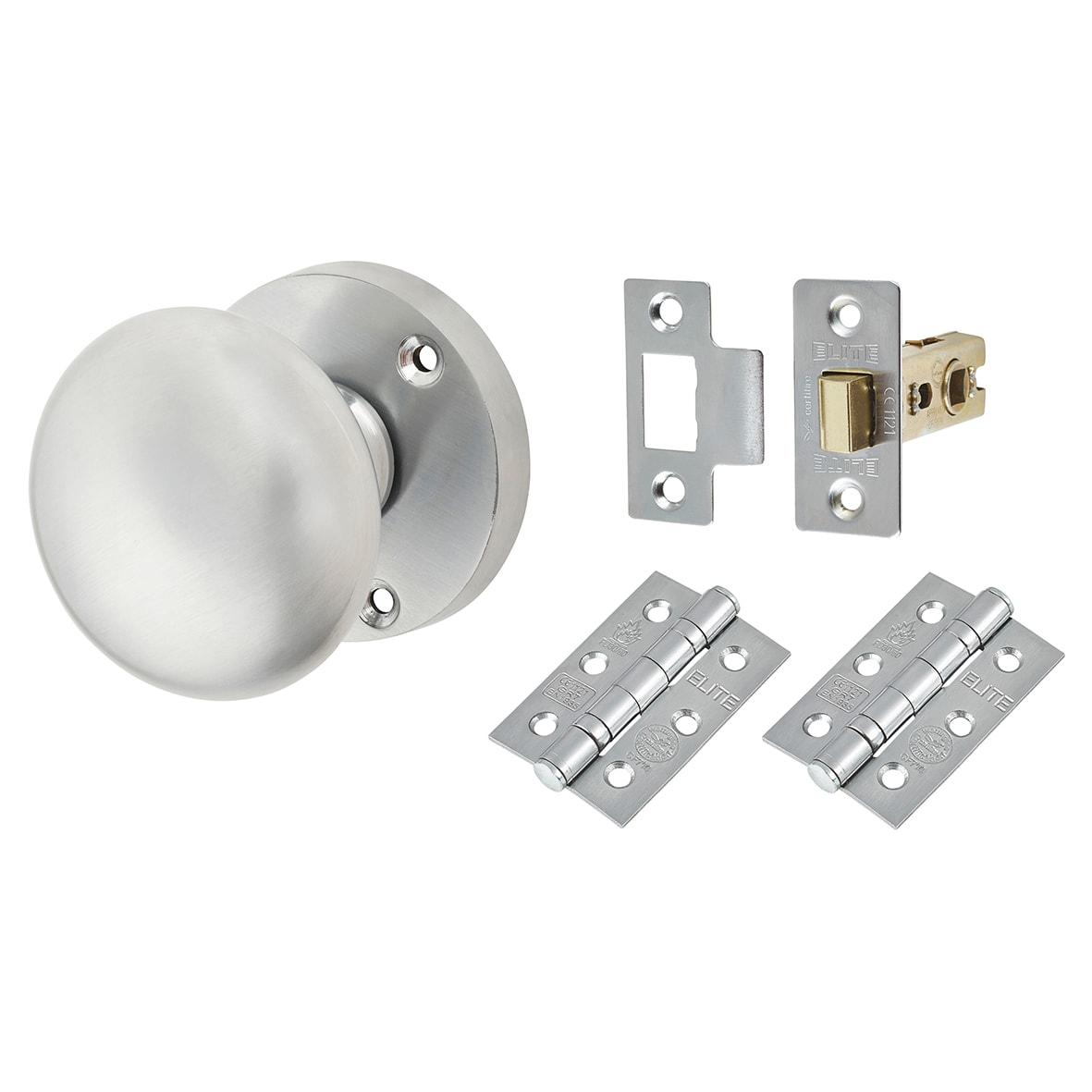 Satin Chrome Mortice Door Knobs Pack - 60mm Rose Diameter