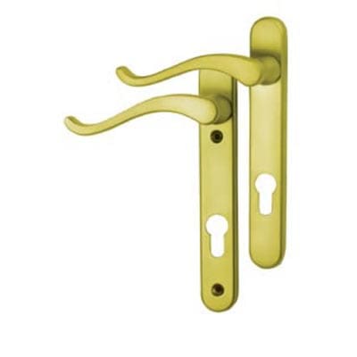 Gold uPVC Scroll Multipoint Door Handles - 92mm c/c - LH - Windsor Range